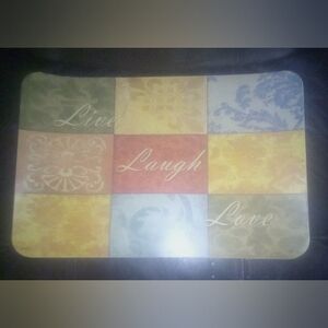 "Inspired" Live/Laugh/Love Damask Pattern Vinyl Geometric Placemats (4)